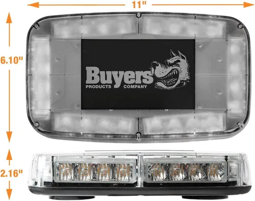 Miniatura 3 de Buyers Products 8891040, Mini barra de luz LED rectangular de 11 pulgadas multimontaje, magnética o montada permanentemente, luz de seguridad