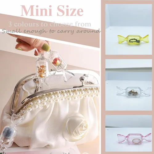 Miniatura 3 de Mini organizador de joyas, 10 piezas de caja de joyería en forma de caramelo, organizador de anillos con tapa, contenedor de plástico para dulces