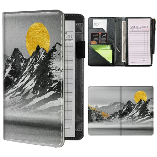 Miniatura 28 de Libros de mesero para camarera con bolsillo con cremallera, lindo esqueleto de baile, almohadillas de cuero para servidor, organizador de meseros