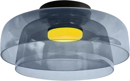 Miniatura 11 de Jowjut Luces de Techo de Montaje al Ras 1-Luz Cristal Gris Luces de Montaje al Ras 2-Capas Pantalla Mediados del Siglo Isla de Cocina Lámparas