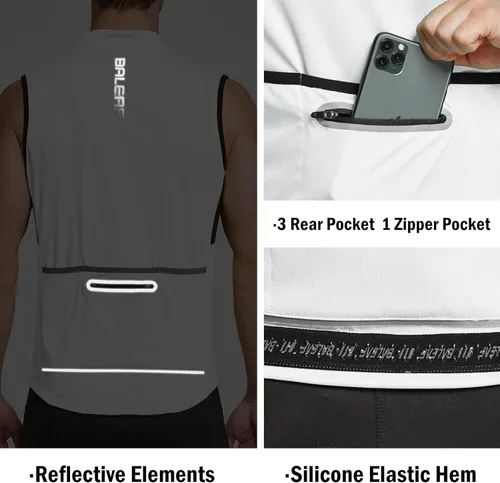 Miniatura 4 de BALEAF Men's Sleeveless Cycling Jersey Road Bike Shirt Bicycle Biking Tank Tops Full Zip Pockets SPF UPF50+