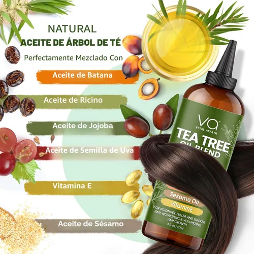 Miniatura 3 de VITAL AFFAIR Aceite de Árbol de Té Para el Cabello Con Jojoba, Ricino, Aceite de Batana - Tratamiento de Árbol de Té Para el Cabello y Cuero