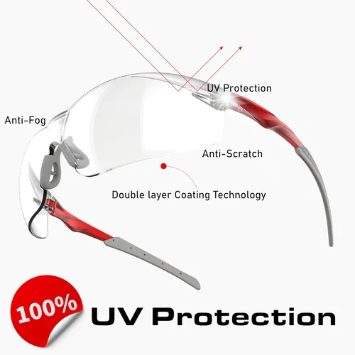 Miniatura 8 de ANSI Z87.1 Gafas de seguridad, antivaho, resistentes a los rayos UV, al impacto y a los arañazos para protección ocular en el trabajo, deportes
