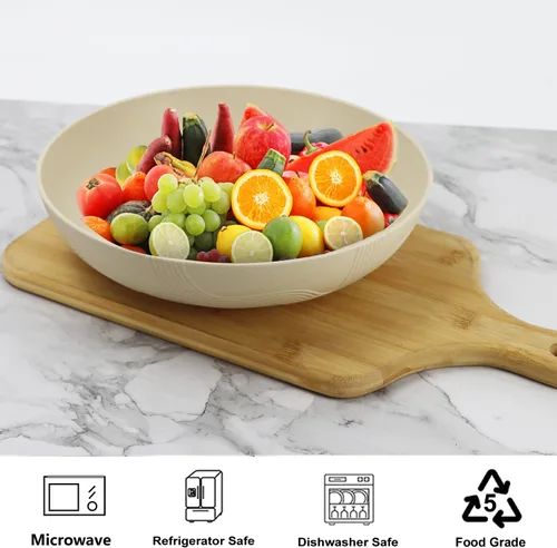 Miniatura 3 de Juego de 6 cuencos grandes para pasta de 10 pulgadas - 65 oz, cuencos de paja de trigo, platos tipo cuenco, cuencos grandes de plástico