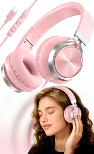 Miniatura 10 de INFURTURE - Auriculares USB C con micrófono, control de volumen, cable sin enredos, auriculares tipo C con cable, plegables y ligeros para iPhone