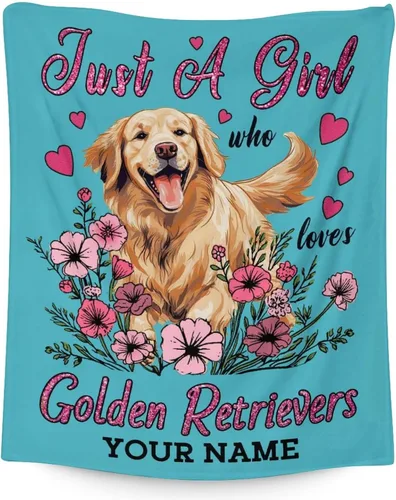 Miniatura 7 de Golden Retriever - Manta de regalo de 30 x 40 pulgadas, lindas mantas para mujeres y niñas, mantas de felpa suaves azules para sofá, oficina