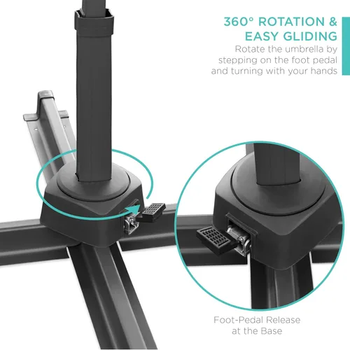 Miniatura 2 de Best Choice Products Sombrilla Solar LED Voladiza de 10 pies para Patio, Rotación de 360 Grados, Sombrilla Colgante Descentrada de Mercado para Gris