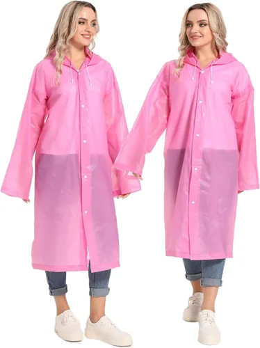 Miniatura 73 de 2 abrigos de lluvia de Borogo para adultos, chaquetas de lluvia reutilizables para hombres y mujeres