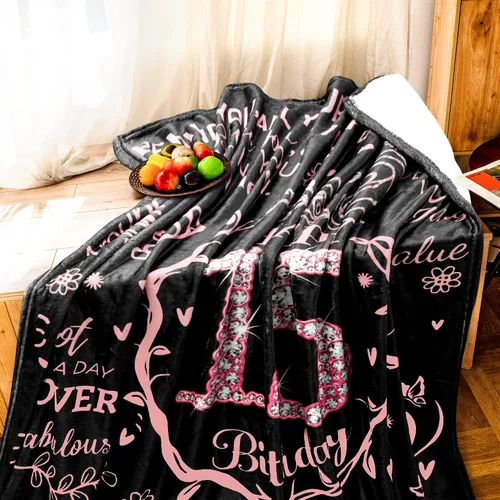 Miniatura 3 de Manta de 15 cumpleaños para niñas, ideas de regalo de feliz cumpleaños 15 para ella, regalos de 15 años para hija, hermana, mejor amiga, manta suave