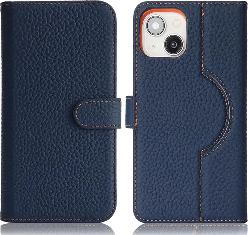 Miniatura 2 de Funda desmontable de piel auténtica para iPhone 13/14, funda magnética 2 en 1 extraíble, soporte de carga MagSafe, función de soporte para tarjetas