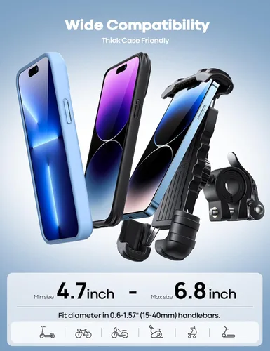 Miniatura 3 de Lamicall - Soporte de teléfono para bicicleta, soporte para teléfono celular, abrazadera para manubrio de bicicleta, clip para teléfono 11 Pro Max