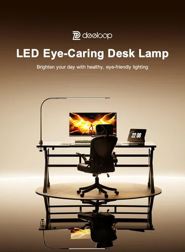 Miniatura 2 de deeloop CRI - Lámpara LED de escritorio 95+, lámpara de escritorio ultra larga y brillante de 16 pulgadas, 5 luces de atenuación de brillo, lámpara