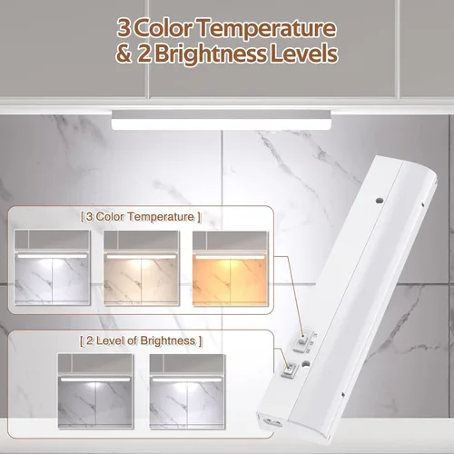 Miniatura 3 de PESUTEN Iluminación LED para debajo del gabinete para cocina, enchufable, luz regulable debajo del gabinete, 3 colores, 3000 K/4000 K/5000 K