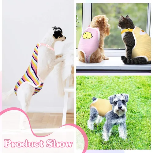 Miniatura 4 de Nuanchu 3 piezas de pañales sanitarios para perras con tirantes ajustables, pañales lavables y reutilizables para perros pequeños, medianos