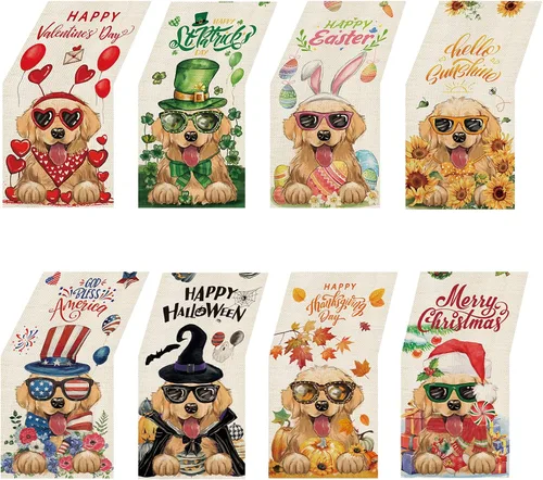 8 caminos de mesa Golden Retriever para perros de 72 pulgadas de largo, día de San Patricio, Pascua, 4 de julio, Halloween, Navidad, casa de campo,