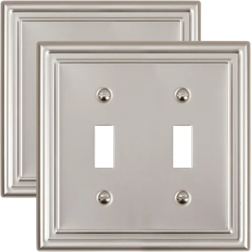 Miniatura 29 de Paquete de 2 placas decorativas de pared, placa de cubierta de toma de corriente eléctrica de níquel satinado para receptáculo, interruptor