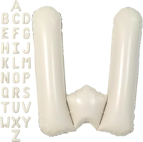 Miniatura 23 de SUWEN Globos de helio grandes de 102 cm (40 pulgadas) con letra S en color crema. Globos grandes de papel de aluminio con letra en helio, de A a Z.