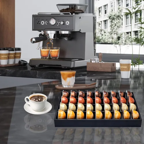 Miniatura 2 de MinBoo Soporte de Almacenamiento de Cápsulas de Café de Bambú con Cajón Insertable para Mostrador Compatible con Cápsulas Vertuoline para Cocina