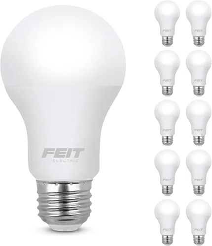 Miniatura 13 de Feit Electric Bombilla LED A19, equivalente a 60 W, base media E26, 800 lúmenes, blanco neutro 3500 K, bombilla estándar no regulable, vida útil