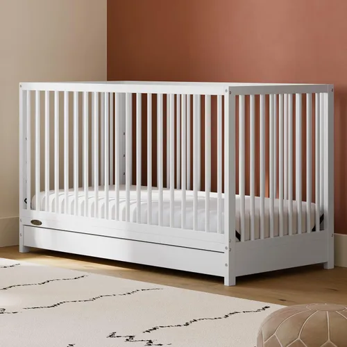 Miniatura 3 de Cuna convertible 5 en 1 con cajón Teddi de Graco (blanco) – Certificado GREENGUARD Gold, combinación de cuna con cajón, cajón de almacenamiento