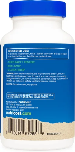 Miniatura 3 de Nutricost Clorella orgánica 500 mg, 240 tabletas - Sin gluten, sin OMG