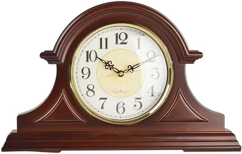 Reloj de repisa, reloj de manto silencioso para el hogar, vintage, funciona con pilas, para decoración de sala de estar, 18.5 x 11.8 in (color