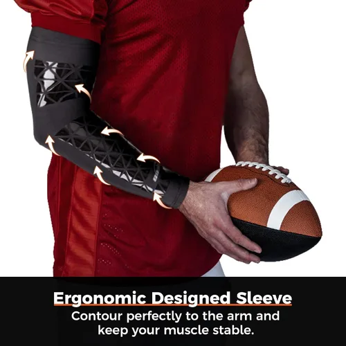 Miniatura 4 de COOLOMG Manga de compresión para brazo de fútbol con agarres para antebrazo y codo, manga de protección solar para niños, jóvenes y adultos Negro