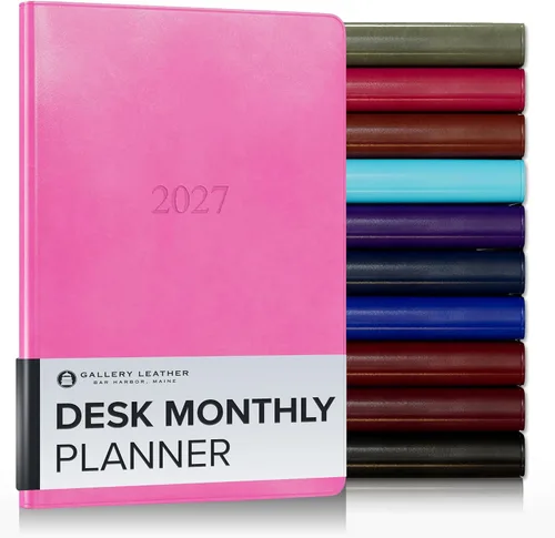 Miniatura 88 de Gallery Leather Agenda Mensual Grande 2025-2026, Elegantemente Encuadernada Planificador de Calendario y Cuaderno con Elegantes Bordes Dorados, 18