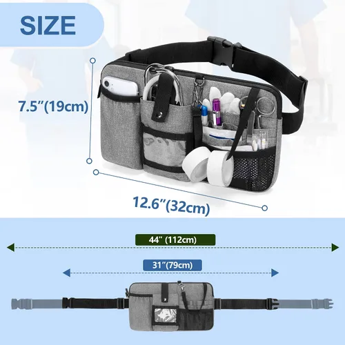Miniatura 13 de Trunab Riñonera para enfermera, cinturón organizador de enfermería con correa de cintura ajustable, bolsa de cintura para suministros médicos