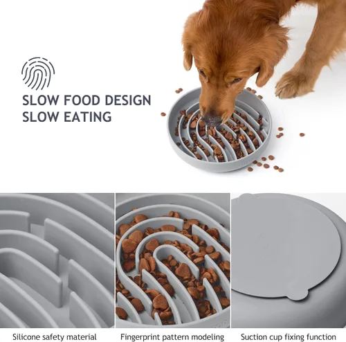 Miniatura 5 de Coomazy Cuencos para perros grandes de silicona de alimentación lenta, juguete interactivo de rompecabezas para el entrenamiento de alimentos