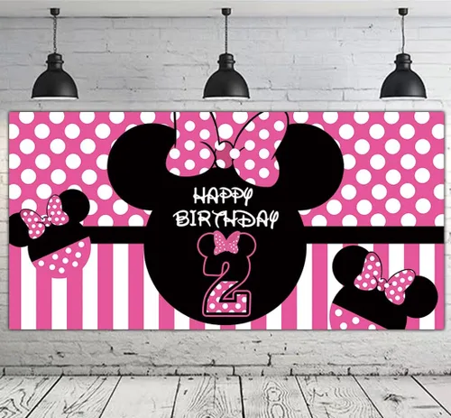 Miniatura 3 de Fondo de Minnie 2º cumpleaños, pancarta de Minnie 2º cumpleaños, suministros para fiesta, decoración de cumpleaños de Minnie 2, fondo de fotografía