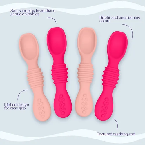 Miniatura 5 de Cuchara de silicona para bebé, destete LED para bebés, cucharas de bebé de primera etapa, juego de cucharas de alimentación para bebés, apto