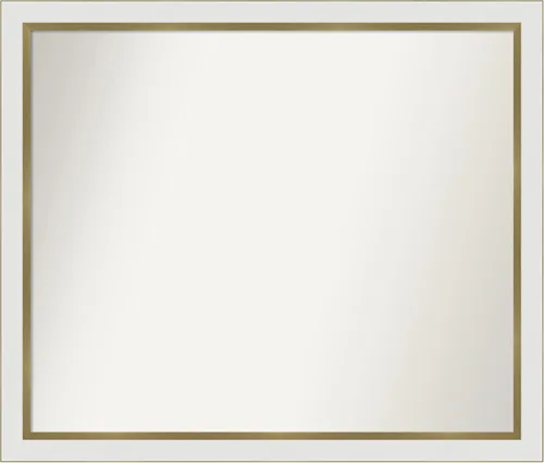 Miniatura 295 de Amanti Art Espejo de baño blanco para sobre el fregadero, 30 x 35 pulgadas, espejo de tocador rectangular estrecho de Eva de oro blanco, marco