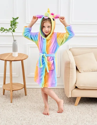 Miniatura 4 de Doctor Unicorn Bata de baño suave de unicornio con capucha para niñas ropa de dormir