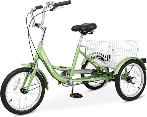 Miniatura 10 de LILYPELLE Triciclo triciclo de 16 pulgadas para principiantes y bicicletas de 3 ruedas de una sola velocidad, bicicletas de tres ruedas con cesta