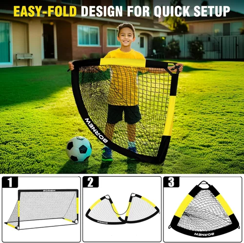 Miniatura 5 de Portería de Fútbol para Niños para Patio Trasero - Juego de 2 Porterías de 7X5 / 6X4 pies, Redes de Fútbol para Niños Pequeños, Equipo de 1. Negro