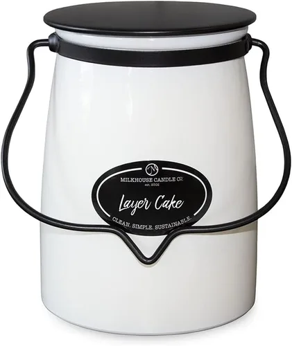 Miniatura 55 de Milkhouse Candle Company Vela de soja de manzana y caramelo, rodajas de manzana, canela, perfumada a vainilla dulce, tarro de mantequilla de 16