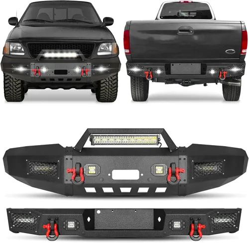 Miniatura 23 de BESTZHEYU Parachoques delantero compatible con F250 F350 F450 2017 2018 2019 2020 2021 2022 con placa de cabrestante y luces LED