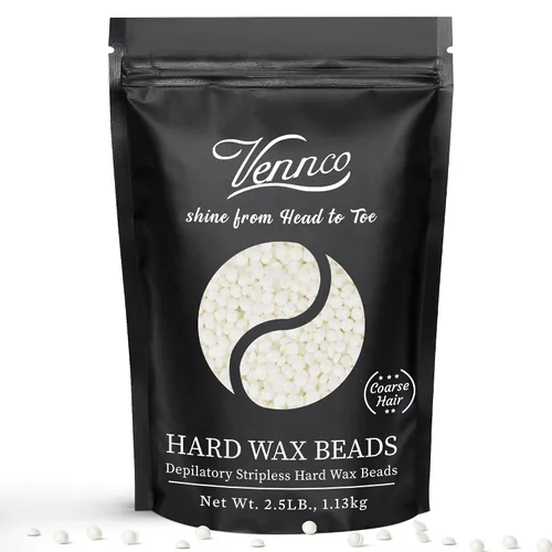 Miniatura 19 de Kit de perlas de cera dura Vennco para depilación, 36 piezas de perlas de cera para todo el cuerpo, cara y bikini brasileño, aloe, lavanda, flor