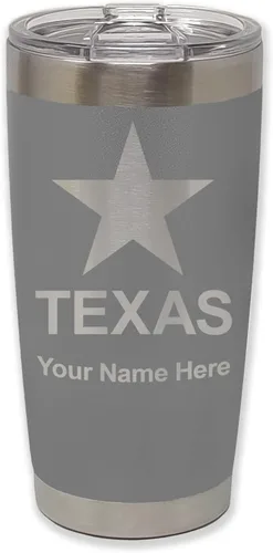 Miniatura 33 de LaserGram Vaso aislado al vacío de 20 onzas, bandera de Texas, grabado personalizado incluido (negro)