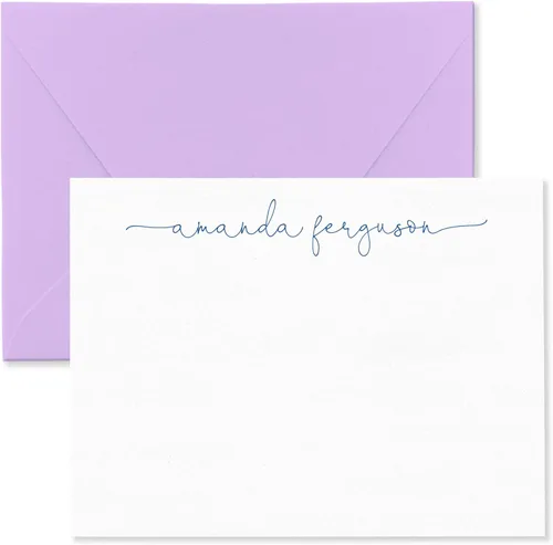 Miniatura 16 de Tarjetas de notas estacionarias personalizadas y sobres para mujeres con nombre en letra cursiva minúscula, elija colores de tinta y sobres