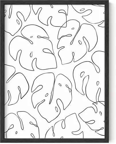 HAUS AND HUES Impresiones de hojas tropicales para decoración de hojas de Monstera, arte de pared, diseño de líneas botánicas, impresiones de hojas