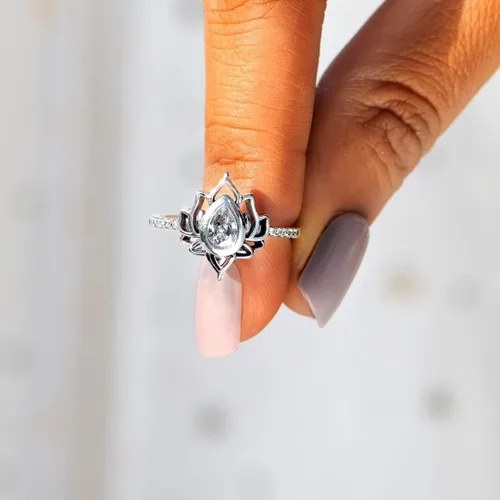 Miniatura 6 de OVNMFH Anillo de loto Begin Again S925, anillo de loto del mismo nombre de la misma niña, sin barro, sin loto, regalos de joyería para mujeres