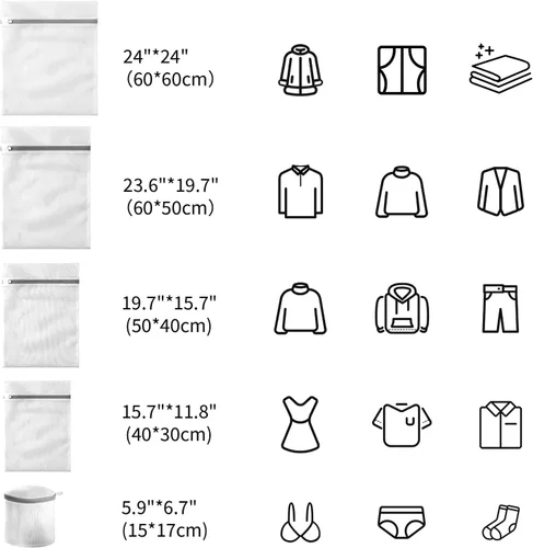 Miniatura 2 de Bolsas de malla para brasier (paquete de 9) por MDSXO, bolsas de lencería blanca para lavar prendas delicadas, ropa de bebé, calcetines