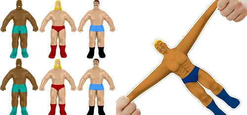 Miniatura 8 de JA-RU Super Elastic Wrestlers (3 luchadores) - Figura de acción clásica retro blanda para niños y adultos, juguetes para niños. Juguete