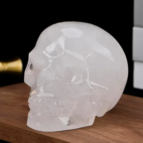 Miniatura 14 de Cabeza de calavera de cristal de obsidiana negra natural de 5 pulgadas, tallada a mano, estatua de piedra curativa de Reiki, decoración de sala