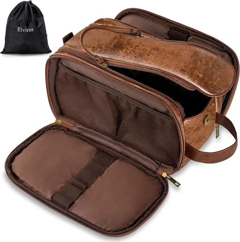 Miniatura 11 de Elviros - Bolsa de aseo de viaje para hombre, gran kit de afeitado Dopp resistente al agua, organizador de artículos de baño, bolsas cosméticas