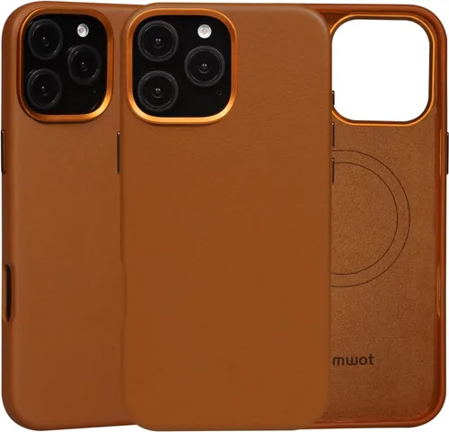 Miniatura 20 de Funda de cuero genuino para iPhone 13 Pro, cuero de grano completo, compatible con MagSafe y carga inalámbrica, bisel de la cámara con botones