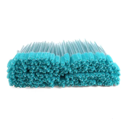 Miniatura 7 de 200 unidades/paquete de cepillos desechables para pestañas – Varitas aplicadoras de cejas – 4 colores de cabeza de cepillo flexible (negro)