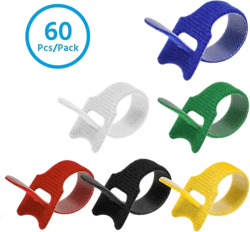 Miniatura 2 de Bridas de sujeción multicolor reutilizables de 4 pulgadas (paquete de 60 unidades)